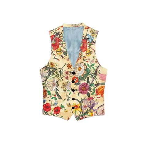 gucci flora snake print linen vest|Gucci floral scarf.